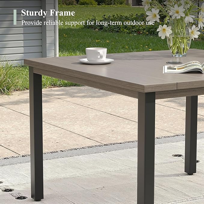 Outdoor Dining Table with Adjustable Umbrella Hole, 40.2" All-Weather Square Patio Dining Table for 4, Metal Patio Table for Garden Lawn Porch Deck Yard, Grey