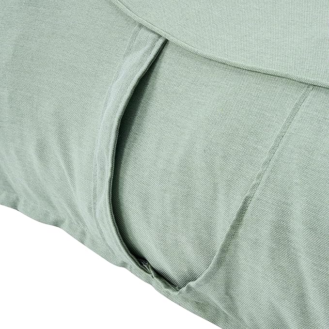 Merax Outdoor Bean Bag Chairs with Headrest, 71" L Large Lounger Chair for Adults Bean Bag Bed with Foam Filled for Patio Pool Balcony & Desk, Beige Fabric Outside Beanbag Chair, Mint