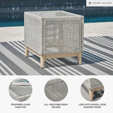 Signature Design by Ashley Seton Creek Contemporary Chic Outdoor All-Weather Resin Wicker End Table with Tempered Glass - Photo 4