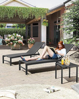 Crestlive Products 2PCS Chaise Lounge Chairs Outdoor with 1PC Side Table, Aluminum Patio Lounge Set - Photo 9
