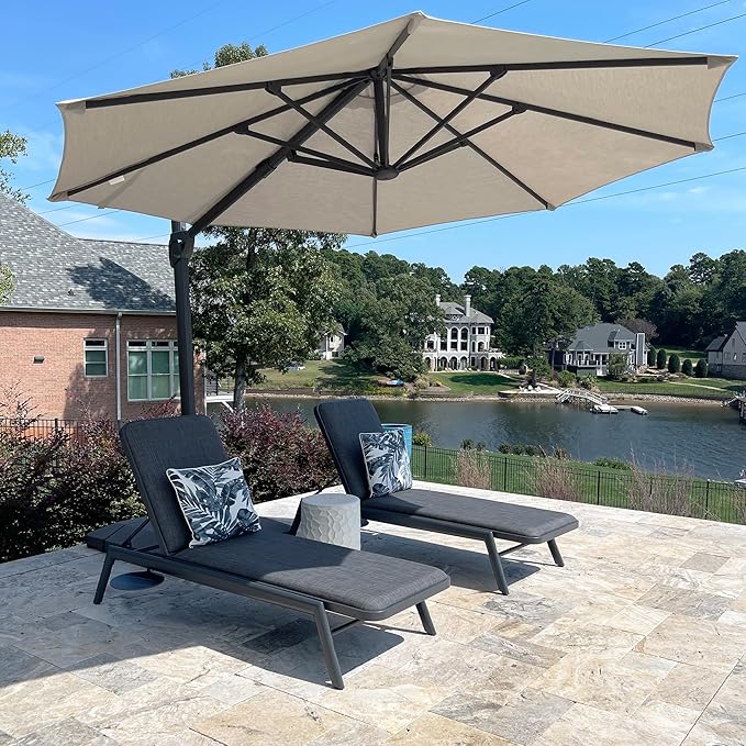 PURPLE LEAF Chaise Lounge Outdoor Chair with Cushion Aluminum Pool Side Sun Lounges Adjustable Reclining Patio Set Pack of 2 Dark Grey