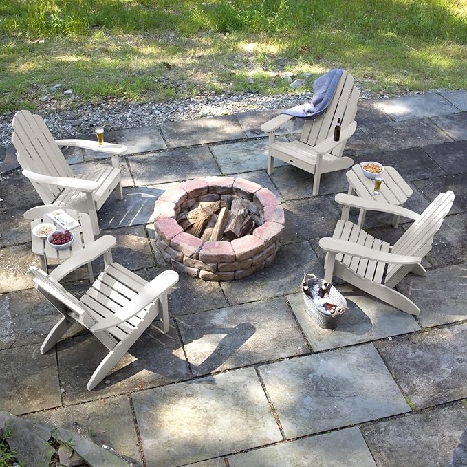 highwood Classic Westport 6pc Set, Includes 4 Adirondack Chairs and 2 with Side Tables, Harbor Gray