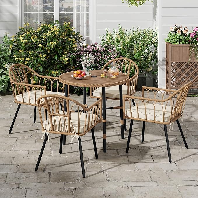 DWVO 5 Piece Patio Dining Sets, Outdoor Dining Furniture Set with 2" Umbrella Hole - Photo 1