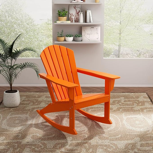 WO WESTIN OUTDOOR HDPE Altura Outdoor Rocking Poly Adirondack Chair, Orange