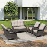 5 Piece Outdoor Wicker Patio Furniture Set, Patio Chairs Set with Thickened Olefin Cushions, High Back and Deep Seating - Photo 1