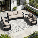Outdoor Aluminum Furniture Set, 5-Piece Patio Conversation Set, 2 Swivel Chairs, 2 Chairs and 1 Sofa - Photo 2