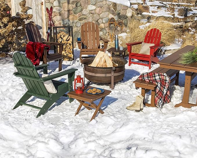 Polywood Vineyard Adirondack Chair, Outdoor Patio Furniture, Pacific Blue Composite Chair for Deck, Pool, Garden, Fire Pit, Classic Design, Fade-Proof