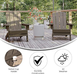 Flash Furniture Newport Adirondack Chairs with Cup Holders, Weather Resistant Poly Resin Adirondack Chairs, Set of 2 - Photo 5