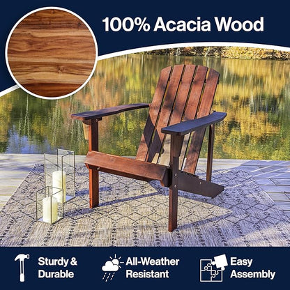 JONATHAN Y PAT1002C Westport Outdoor Patio Traditional Acacia Wood Adirondack Chair for Garden, Lawn, Backyard, Pool, Deck, Beach, Firepit, Dark Brown