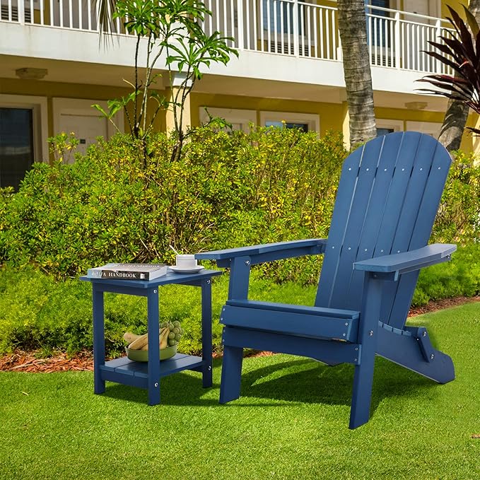 Double Adirondack Outdoor Side Table Weather Resistant, Outdoor Rectangular Patio End Table for Adirondack Chair - Photo 7