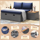 Greesum Patio Furniture Set Multifunctional Outdoor Sectional Sofa Rattan Chaise Lounge Wicker Daybed with Couch - Photo 6