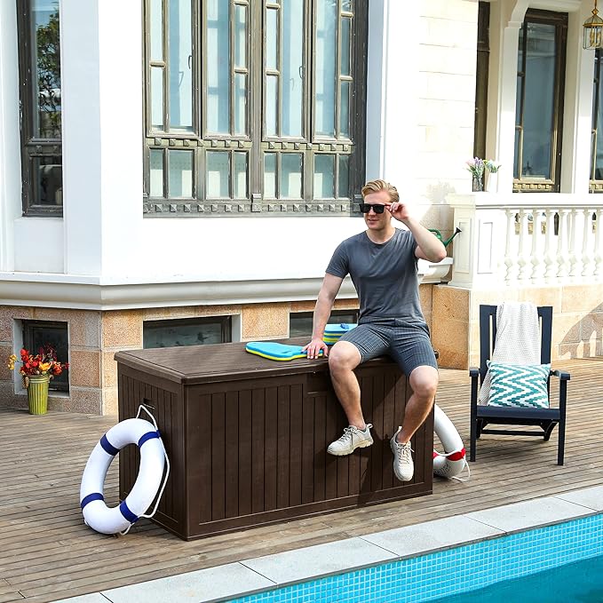 YITAHOME 230 Gallon Large Deck Box with Divider & Side Handles, Outdoor Double-Wall Storage for Patio Furniture Cushions - Photo 9