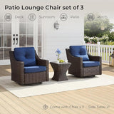 CHITA 3 Pieces Wicker Patio Bistro Set, Outdoor Furniture Set with 2 Pieces Rattan Rocking Swivel Chairs - Photo 9