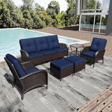 Joyside Wicker Patio Furniture Set, 6 Piece Outdoor Furniture Set with Thickened Cushions, High Back, Deep Seating - Photo 6