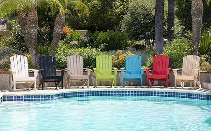 Shine Company Mid-Century Modern Wooden Adirondack Chair, Outdoor Patio Firepit Chairs, Back & Seat Pre-Assembled, Lime Green