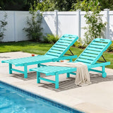SERWALL Outdoor Chaise Lounge Set of 2, All-Weather HDPE Pool Lounge Chairs with 5-Position Adjustable Backrest - Photo 2
