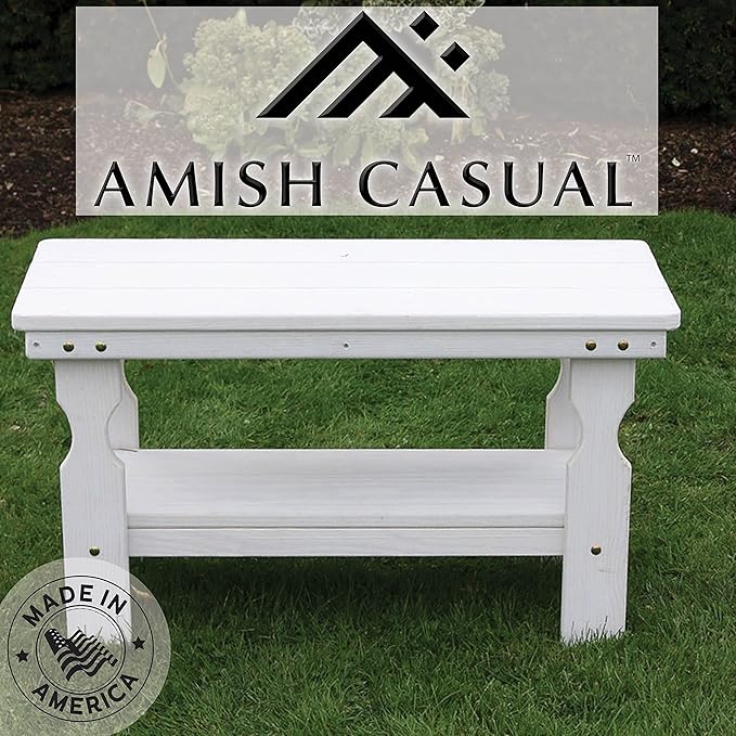 Amish Casual Heavy Duty Pressure Treated Wood Coffee Table in Semi-Solid White Stain - Crafted from Solid Pine by Amish Craftsmen in The USA