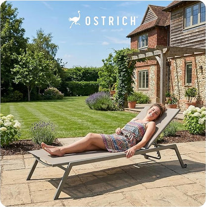 Ostrich Princeton Chaise Lounge Reading Tanning Lawn Chair, Outdoor Furniture for Pool, Beach, Patio, Backyard, and Deck, Tan/Taupe, 2 Pack