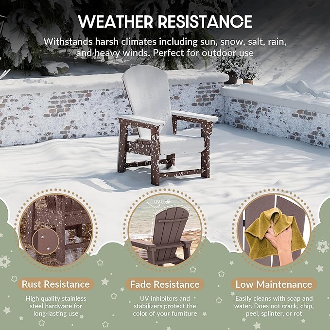 WestinTrends Malibu Kids Outdoor HDPE Adirondack Plastic Patio Chair, Dark Brown