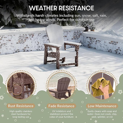 WestinTrends Malibu Kids Outdoor Adirondack Plastic Patio Chair (Set of 2), Dark Brown