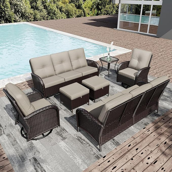 Joyside Wicker Patio Furniture Set, 7 Piece Outdoor Furniture Set with Thickened Cushions, High Back, Deep Seating - Photo 1