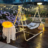 PURPLE LEAF 2 Seat Porch Swing with 12 White LED Lights Outdoor Hand-Woven Rattan Hanging Cloud Swing Chair for Indoor - Photo 2