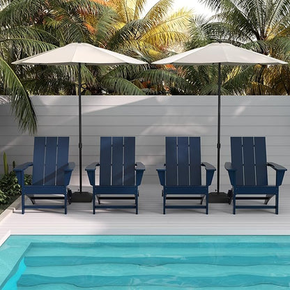 WestinTrends Ashore Modern Outdoor Folding Adirondack Chair (Set of 4), Navy Blue