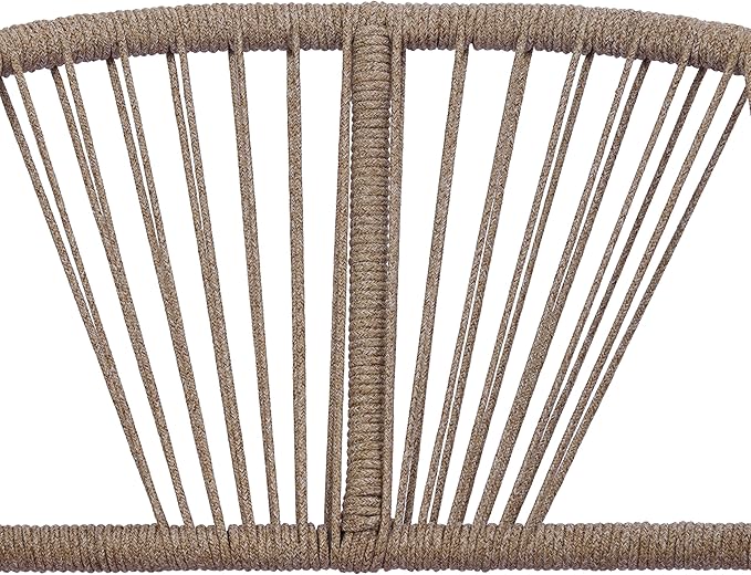 Merax Acacia Wood Outdoor Club Chair - Curved Tub Design Patio Lounge Chair with Handwoven Rope Accents & Weather-Resistant Cushion for Porch, Deck or Garden,Teak+ Beige