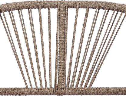 Merax Acacia Wood Outdoor Club Chair - Curved Tub Design Patio Lounge Chair with Handwoven Rope Accents & Weather-Resistant Cushion for Porch, Deck or Garden,Teak+ Beige