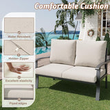 HOMREST Outdoor Loveseat Aluminum Patio Furniture Sofa, All-Weather Metal Outdoor Couch with Cushions, Beige - Photo 5