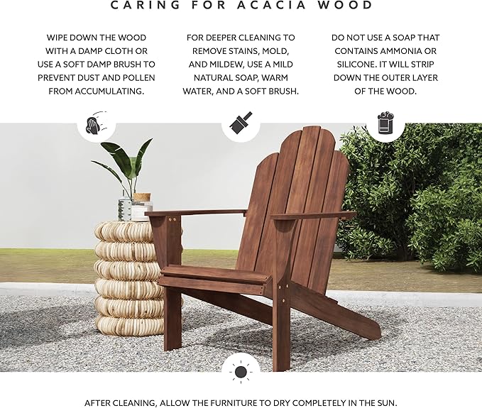 Linon Home Dcor Home Decor Teak Wood Stock Chair, 30.4" wx37.6 dx37.8 h, Stain - Photo 5