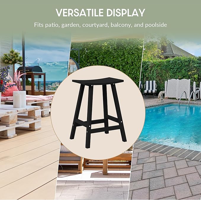WestinTrends Malibu 2 Piece Set of 24 Height Outdoor/Patio Saddle bar stools, Black