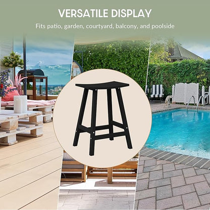 WestinTrends Malibu 2 Piece Set of 24 Height Outdoor/Patio Saddle bar stools, Black
