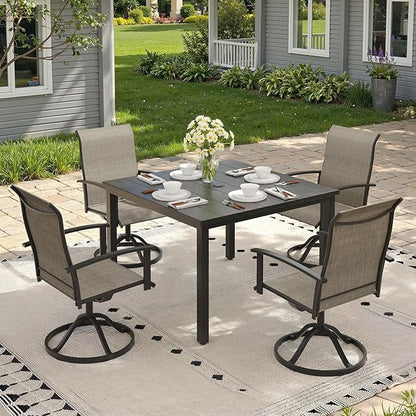 Outdoor Dining Table with Adjustable Umbrella Hole, 40.2" All-Weather Square Patio Dining Table for 4, Metal Patio Table for Garden Lawn Porch Deck Yard, Black