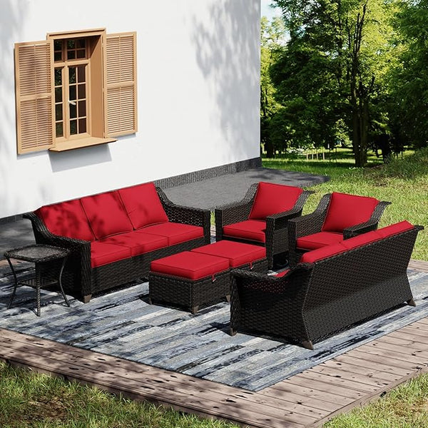 Joyside Wicker Patio Furniture Sets, 7 Pieces Upgraded Large Size Outdoor Furniture with Swivel Rocking Patio Chairs - Photo 1