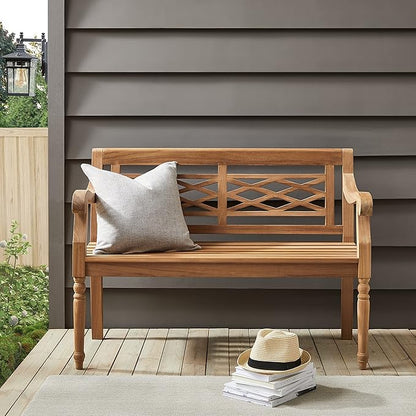 Crosley Furniture Olivier 2-Person Teak Wood Indoor Outdoor Bench for Outside Patio, Garden, Porch, Teak