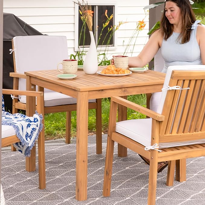 Sunnydaze 33.75" W Outdoor Dining Table for 4 - Rodanthe Acacia Wood Outdoor Table for Patio - Square - Natural Oil - Photo 7