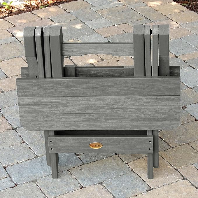 highwood Classic Westport Adirondack Chairs with Side Table, Coastal Teak