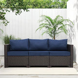 Valita Patio Furniture 3-seat Sofa Brown Wicker Outdoor Furniture Outdoor Couch Deep Seat High Backrest Waterproof - Photo 1