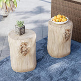 SUNBURY Stump Side Table, Concrete Side Table, Patio Faux Wooden End Table - Photo 4