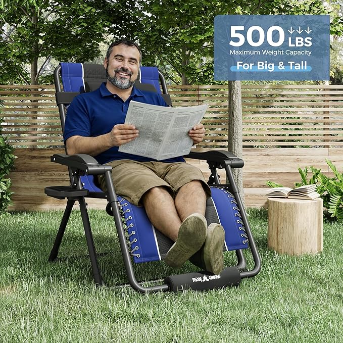 UDPATIO Oversized Zero Gravity Chair Set of 2, Outdoor Full Padded Recliner - Photo 2
