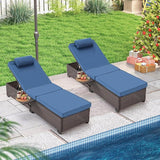 HOMREST PE Wicker Chaise Lounge Chairs Set of 4, Adjustable 5 Position Outside Rattanr Patio Pool Chair with Headrest - Photo 8