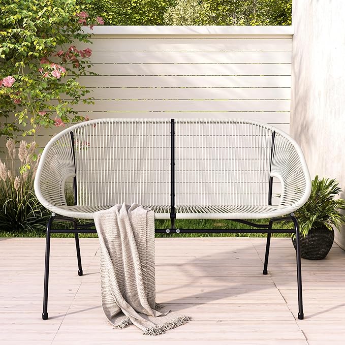 GDFStudio Patio Loveseat All-Weather Rattan 2 Seater Sofa Outdoor Patio Furniture Set for Balcony Poolside Backyard - Photo 1