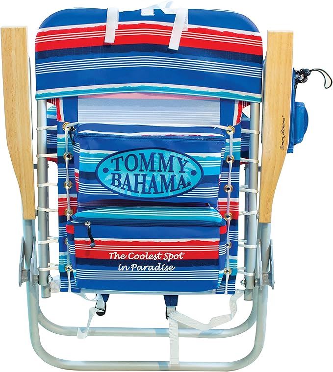 Tommy Bahama Hi-Boy 17" Seat Height 4-Position Lace-Up Suspension Folding Beach Backpack Chair