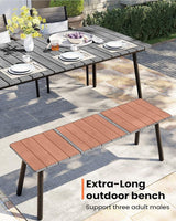 Pellebant Outdoor Dining Bench，50 Inch Long Patio Picnic Bench for 3 People，Wood Plastic Composite Board with Aluminum - Photo 4