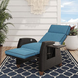 Grand patio Outdoor Recliner Chair Patio 150° Lay Flat Recliner with Flip Table Wicker Reclining Lounge Chair Peacock - Photo 1