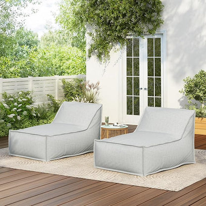 Christopher Knight Home Venny 48" L Outdoor Bean Bag Chair Set of 2, Fabric Bean Bag Chair for Adults and Kids, Indoor/Outdoor Sun Lounger, Patio Lounge Chair Set of 2, Light Gray