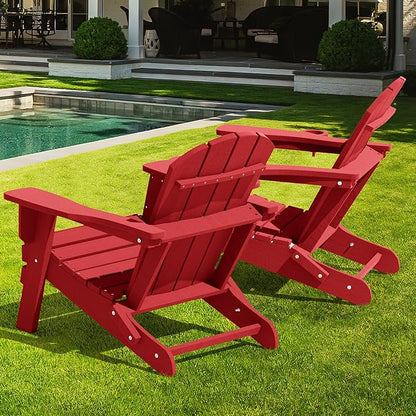 LOUNZY Folding Adirondack Chair Set of 2, Dark Red