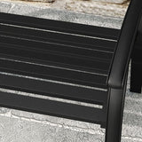 DIFY 50" Outdoor Bench Metal Garden Patio Furniture with Backrest & Slatted Seat for Porch, Park, Lawn, Black - Photo 5
