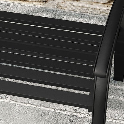 DIFY 50" Outdoor Bench Metal Garden Patio Furniture with Backrest & Slatted Seat for Porch, Park, Lawn, Black